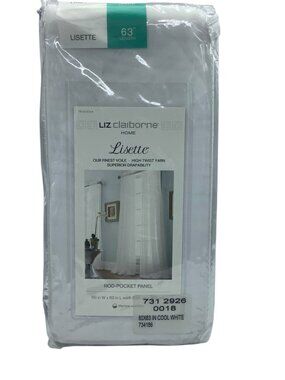 Liz Claiborne Lisette Rod-Pocket Panel 63" Length 60"x63"‎ Cool White NEW NWT